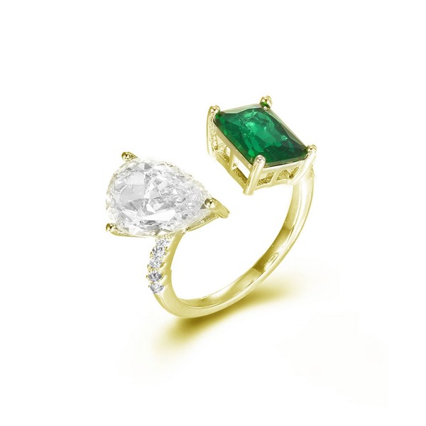 Cubic Zirconia in 14K Gold Over Sterling Silver Radiant and Pear Fashion Ring Cubic Zirconia in 14K Gold Over Sterling Silver Radiant and Pear Fashion Ring