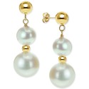 Cultured Freshwater Pearl Dangle Drop Earrings (5 & 9mm) in 14k Gold Cultured Freshwater Pearl Dangle Drop Earrings (5 & 9mm) in 14k Gold