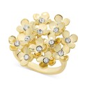 Gold-Tone Pavé Flower Cluster Statement Ring Gold-Tone Pavé Flower Cluster Statement Ring