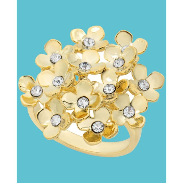 Gold-Tone Pavé Flower Cluster Statement Ring Gold-Tone Pavé Flower Cluster Statement Ring