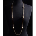 Gold-Tone Pavé & Imitation Pearl Station Necklace, 42 Gold-Tone Pavé & Imitation Pearl Station Necklace, 42
