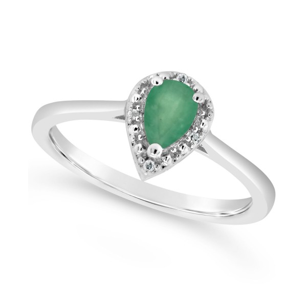 Emerald (3/8 ct. t.w.) and Diamond Accent Ring in Sterling Silver Emerald (3/8 ct. t.w.) and Diamond Accent Ring in Sterling Silver