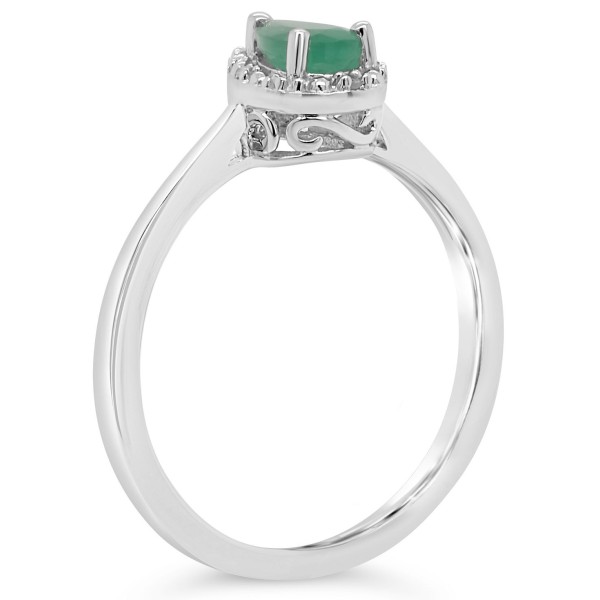 Emerald (3/8 ct. t.w.) and Diamond Accent Ring in Sterling Silver Emerald (3/8 ct. t.w.) and Diamond Accent Ring in Sterling Silver