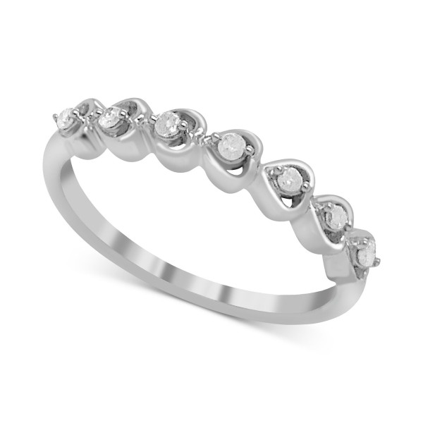 Diamond Heart Band (1/10 ct. t.w.) in Sterling Silver Diamond Heart Band (1/10 ct. t.w.) in Sterling Silver