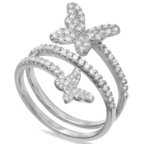 Cubic Zirconia Butterfly Wrap Ring in Sterling Silver