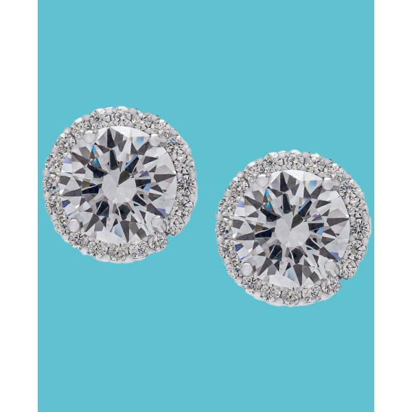 White Sapphire Halo Stud Earrings (5-3/4 ct. t.w.) in Sterling Silver White Sapphire Halo Stud Earrings (5-3/4 ct. t.w.) in Sterling Silver
