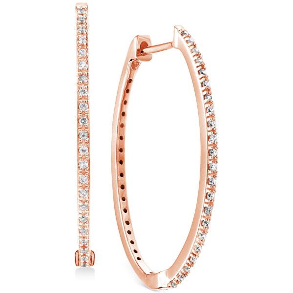 Diamond Small Skinny Hoop Earrings (1/5 ct. t.w.) in 14k Rose Gold-Plated Sterling Silver, 0.75 Diamond Small Skinny Hoop Earrings (1/5 ct. t.w.) in 14k Rose Gold-Plated Sterling Silver, 0.75