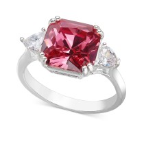 Silver-Tone Cubic Zirconia & Square Color Crystal Statement Ring Silver-Tone Cubic Zirconia & Square Color Crystal Statement Ring