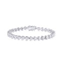 Cubic Zirconia Heart Link Bracelet in Silver Plate Cubic Zirconia Heart Link Bracelet in Silver Plate
