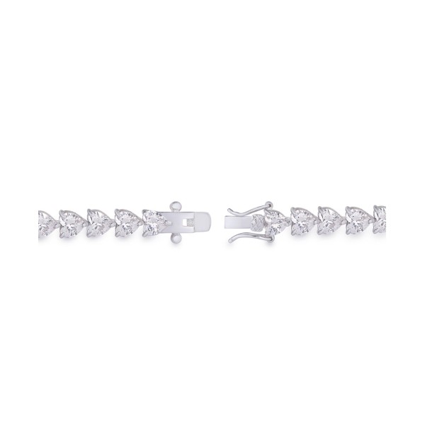 Cubic Zirconia Heart Link Bracelet in Silver Plate Cubic Zirconia Heart Link Bracelet in Silver Plate
