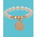 Gold-Tone Imitation-Pearl Stretch Charm Bracelet Gold-Tone Imitation-Pearl Stretch Charm Bracelet
