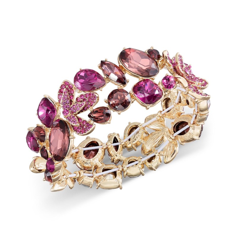 Gold-Tone Mixed Stone Flower Stretch Bracelet Gold-Tone Mixed Stone Flower Stretch Bracelet