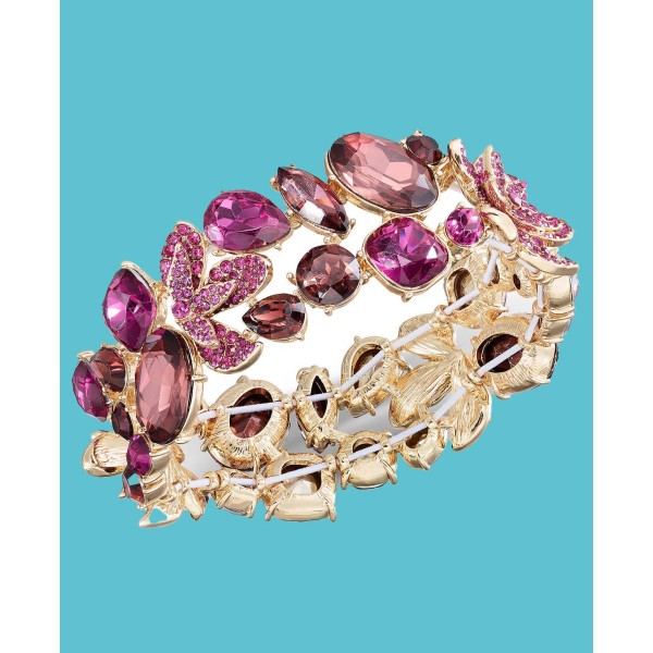 Gold-Tone Mixed Stone Flower Stretch Bracelet Gold-Tone Mixed Stone Flower Stretch Bracelet