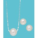 Cultured Freshwater Pearl Classic Jewelry Set in Sterling Silver (8-10mm) Cultured Freshwater Pearl Classic Jewelry Set in Sterling Silver (8-10mm)