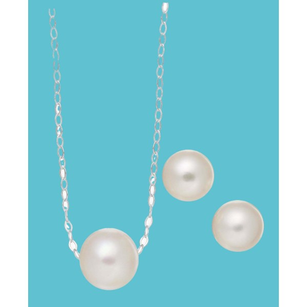 Cultured Freshwater Pearl Classic Jewelry Set in Sterling Silver (8-10mm) Cultured Freshwater Pearl Classic Jewelry Set in Sterling Silver (8-10mm)