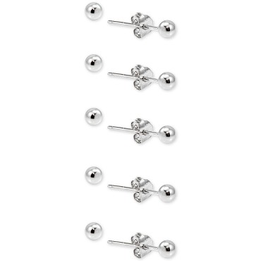 5-Pc. Set Small Ball Stud Earrings in Sterling Silver 5-Pc. Set Small Ball Stud Earrings in Sterling Silver