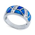 Blue Opal & Cubic Zirconia Mosaic Ring in Sterling Silver Blue Opal & Cubic Zirconia Mosaic Ring in Sterling Silver