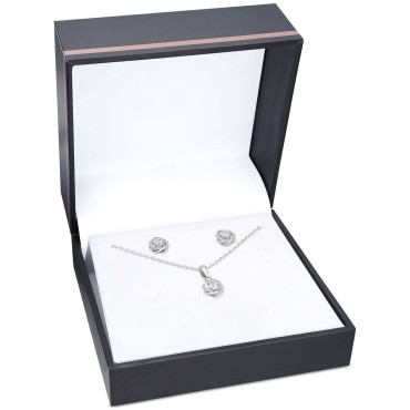 2-Pc. Set Cubic Zirconia Love Knot Pendant Necklace & Matching Stud Earrings in Sterling Silver 2-Pc. Set Cubic Zirconia Love Knot Pendant Necklace & Matching Stud Earrings in Sterling Silver