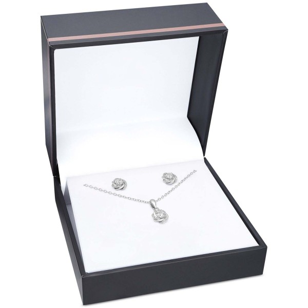 2-Pc. Set Cubic Zirconia Love Knot Pendant Necklace & Matching Stud Earrings in Sterling Silver 2-Pc. Set Cubic Zirconia Love Knot Pendant Necklace & Matching Stud Earrings in Sterling Silver