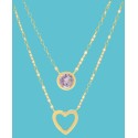 Amethyst Bezel & Open Heart Layered 16 Amethyst Bezel & Open Heart Layered 16