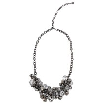 Oxidized Silver-Tone Crystal Cluster Adjustable Necklace Oxidized Silver-Tone Crystal Cluster Adjustable Necklace