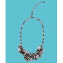Oxidized Silver-Tone Crystal Cluster Adjustable Necklace Oxidized Silver-Tone Crystal Cluster Adjustable Necklace