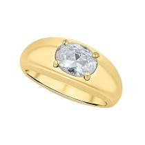 Cubic Zirconia 18K Gold-Plated Oval Ring