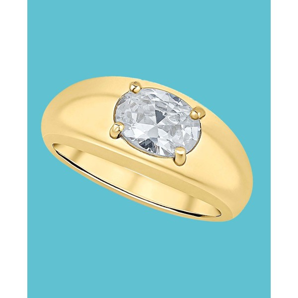 Cubic Zirconia 18K Gold-Plated Oval Ring Cubic Zirconia 18K Gold-Plated Oval Ring