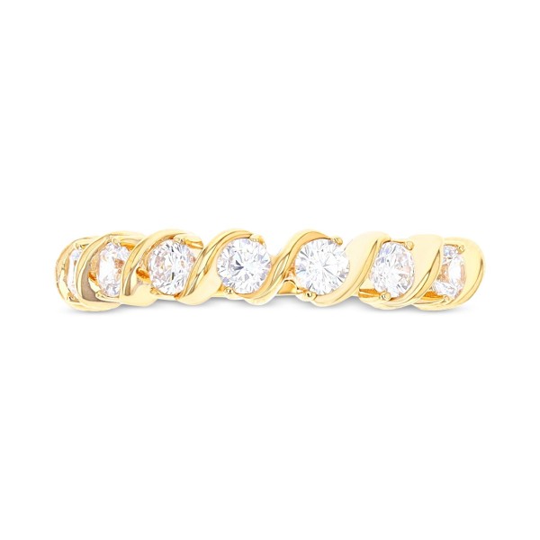 Cubic Zirconia Seven Stone S-Curve Ring in 14k Gold-Plated Sterling Silver Cubic Zirconia Seven Stone S-Curve Ring in 14k Gold-Plated Sterling Silver