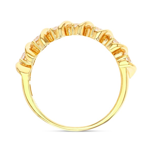 Cubic Zirconia Seven Stone S-Curve Ring in 14k Gold-Plated Sterling Silver Cubic Zirconia Seven Stone S-Curve Ring in 14k Gold-Plated Sterling Silver
