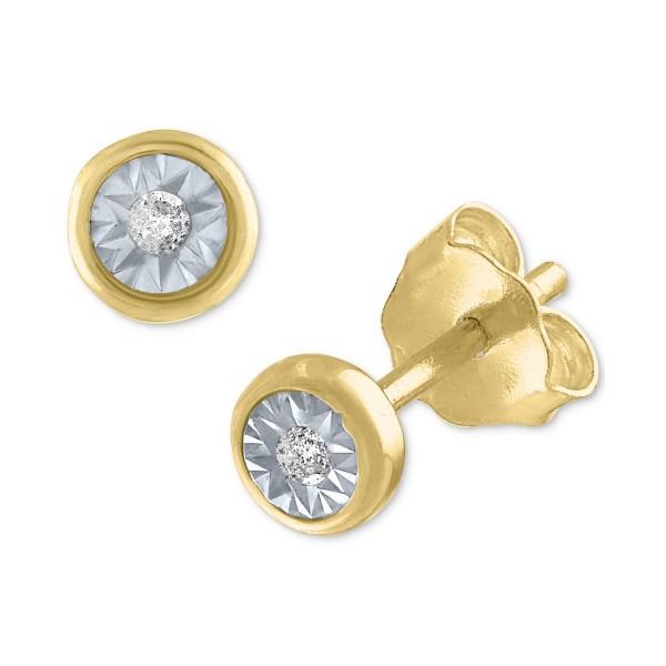 Diamond Accent Stud Earrings in 14k Gold-Plated Sterling Silver Diamond Accent Stud Earrings in 14k Gold-Plated Sterling Silver