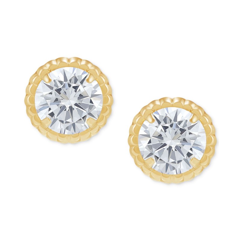 Cubic Zirconia Screw Back Stud Earrings in 14k Gold Cubic Zirconia Screw Back Stud Earrings in 14k Gold