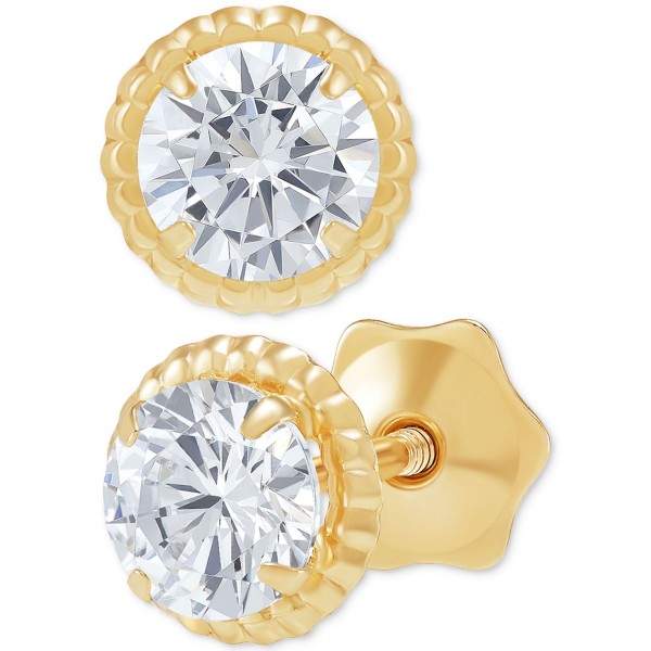 Cubic Zirconia Screw Back Stud Earrings in 14k Gold Cubic Zirconia Screw Back Stud Earrings in 14k Gold
