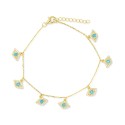 Cubic Zirconia & Nano Turquoise Charm Bracelet in 14k Gold-Plated Sterling Silver Cubic Zirconia & Nano Turquoise Charm Bracelet in 14k Gold-Plated Sterling Silver