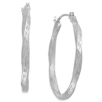 Diamond-Cut Hoop Earrings in 10k White Gold