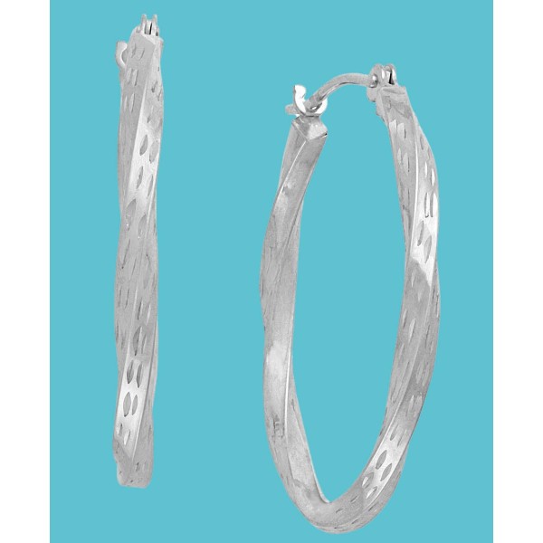 Diamond-Cut Hoop Earrings in 10k White Gold Diamond-Cut Hoop Earrings in 10k White Gold