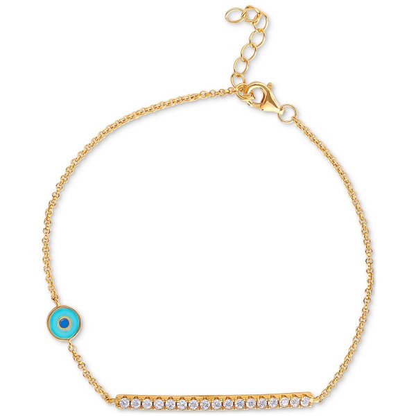 Cubic Zirconia Linear Cluster & Link Bracelet in 18k Gold-Plated Sterling Silver Cubic Zirconia Linear Cluster & Link Bracelet in 18k Gold-Plated Sterling Silver