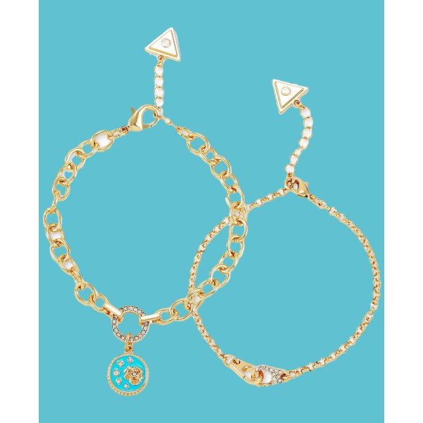 Gold-Tone 2-Pc. Set Crystal & Imitation Turquoise Line Bracelet Gold-Tone 2-Pc. Set Crystal & Imitation Turquoise Line Bracelet