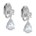 Cubic Zirconia Pear-Shape Clip-On Drop Earrings in Sterling Silver Cubic Zirconia Pear-Shape Clip-On Drop Earrings in Sterling Silver