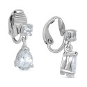 Cubic Zirconia Pear-Shape Clip-On Drop Earrings in Sterling Silver Cubic Zirconia Pear-Shape Clip-On Drop Earrings in Sterling Silver