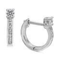 Small Cubic Zirconia Huggie Hoop Earrings in Sterling Silver, 0.5 Small Cubic Zirconia Huggie Hoop Earrings in Sterling Silver, 0.5