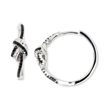 Black Spinel Knotted Small Hoop Earrings (3/8 ct. t.w.) in Sterling Silver, 0.79 Black Spinel Knotted Small Hoop Earrings (3/8 ct. t.w.) in Sterling Silver, 0.79