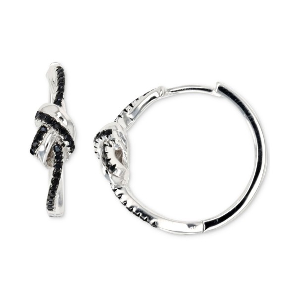 Black Spinel Knotted Small Hoop Earrings (3/8 ct. t.w.) in Sterling Silver, 0.79 Black Spinel Knotted Small Hoop Earrings (3/8 ct. t.w.) in Sterling Silver, 0.79