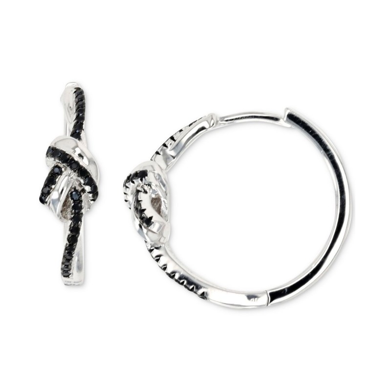 Black Spinel Knotted Small Hoop Earrings (3/8 ct. t.w.) in Sterling Silver, 0.79 Black Spinel Knotted Small Hoop Earrings (3/8 ct. t.w.) in Sterling Silver, 0.79