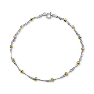 Beaded Chain Bracelet in Sterling Silver & 18k Gold-Plate Beaded Chain Bracelet in Sterling Silver & 18k Gold-Plate
