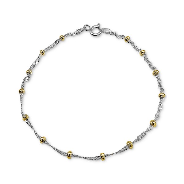 Beaded Chain Bracelet in Sterling Silver & 18k Gold-Plate Beaded Chain Bracelet in Sterling Silver & 18k Gold-Plate