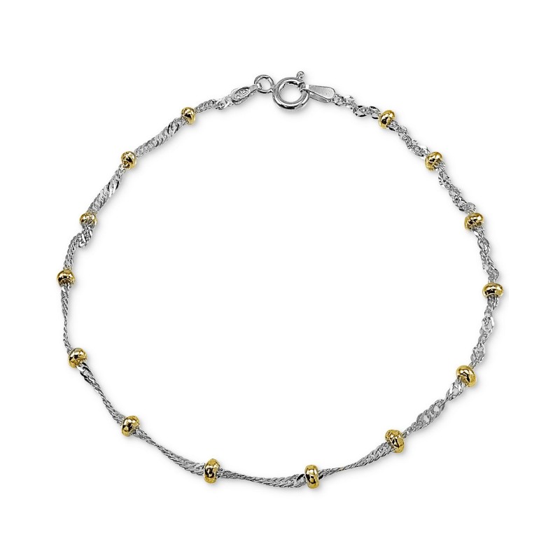 Beaded Chain Bracelet in Sterling Silver & 18k Gold-Plate Beaded Chain Bracelet in Sterling Silver & 18k Gold-Plate