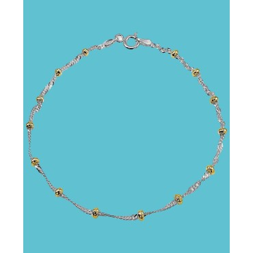 Beaded Chain Bracelet in Sterling Silver & 18k Gold-Plate Beaded Chain Bracelet in Sterling Silver & 18k Gold-Plate