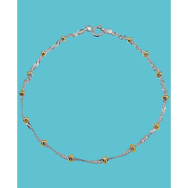 Beaded Chain Bracelet in Sterling Silver & 18k Gold-Plate Beaded Chain Bracelet in Sterling Silver & 18k Gold-Plate