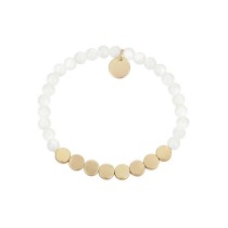 Gold Flash Plated Genuine Stone Stretch Bracelet
